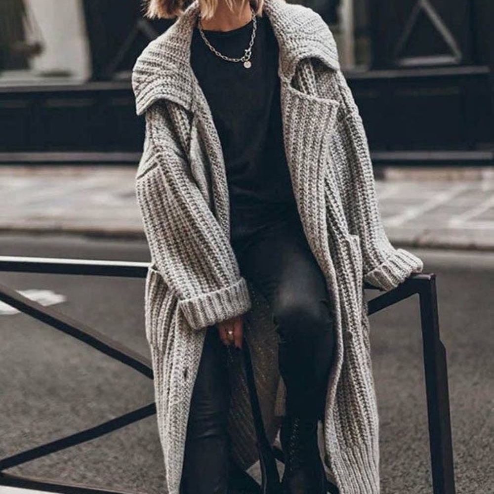 (NWT) Dramatic Collar Knitted Long Maxi Cardigan - Picture 1 of 10